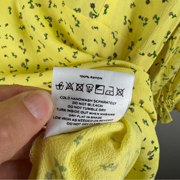 Faithfull the Brand Edwina Mini Dress Size 4 Yellow Micro Floral Brunch Date NWT - Picture 12 of 12